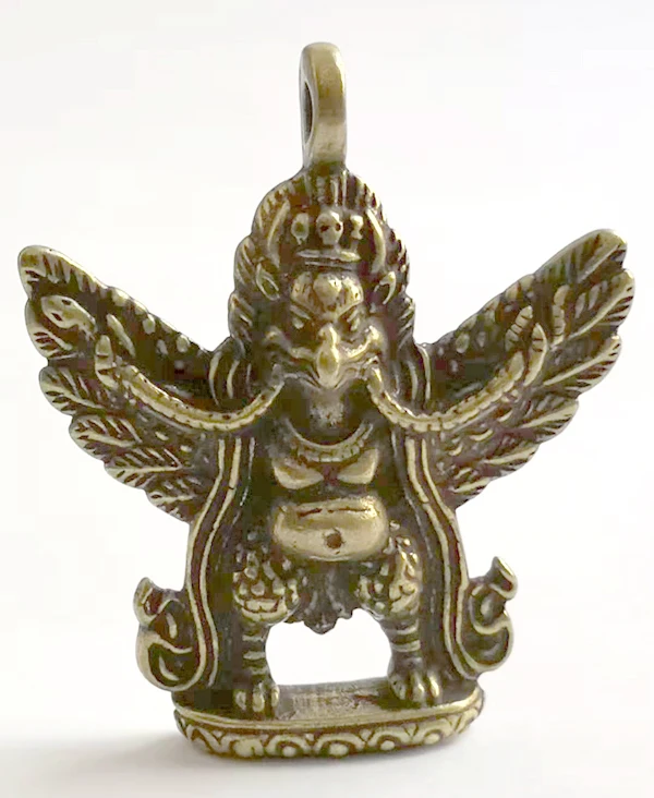 ( mini ) Delicate Tibetan Buddhism Old-style Brass Carved Auspicious Garuda Statue Pendant