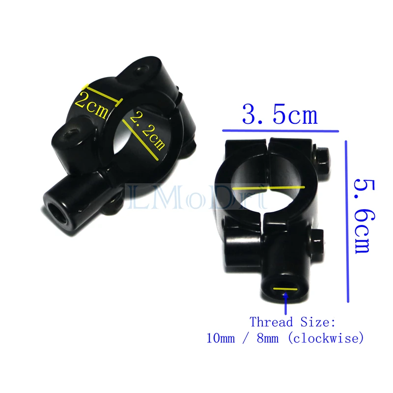 Motorcycle 7/8" HandleBar Mirror Mount Holder Rear View Mirrors Adapter Bracket ATV Scooter Vehicles10mm/8mm Thread Black/Silver - Image 2