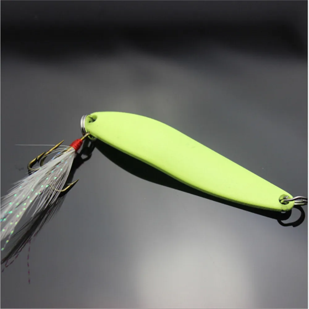 1pcs 5g 7g 10g 13g  Luminous Fishing Spinner Spoon Lure Hard Bait with Feather For Bass Sea Lures Wobbles Fishing Accessories