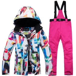 Conjunto de traje de esquí para mujer, traje grueso impermeable a prueba de viento, supercálido, para escalada, esquí, chaqueta de invierno + pantalón, para Snowboard al aire libre