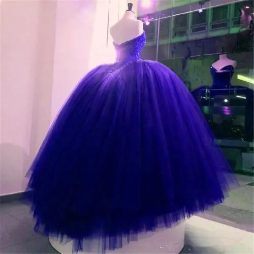 ANGELSBRIDEP New Arrive Royal Blue Sweet 16 Ball Gown Quinceanera Dresses Sparking Beading Corset Tulle Formal Debutante Gown