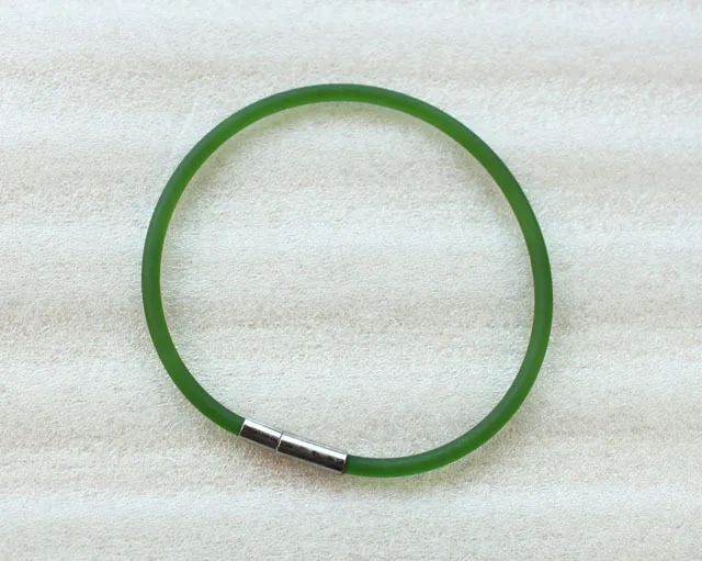 24PCS Green Rubber Cord Silver Bayonet Clasp Bracelets #23490