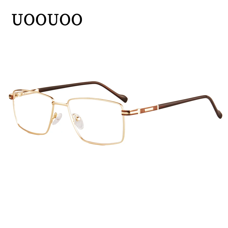 UOOUOO  metal Alloy Prescription Glasses Men Ultralight Square Myopia Prescription Eyeglasses Optical Frame custom