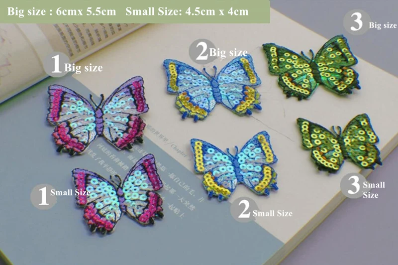 AHYONNIEX Marke 1PC pailletten schmetterling patch Eisen auf patches für kleidung kostüm kleber stickerei paste rock dekoration – Detail 4