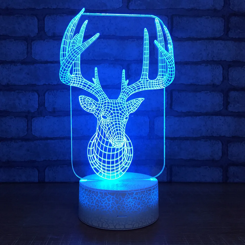 

Colorful Elk Bursting Bottom 3d Desk Lamp Led Deer Head Night Light Usb Creative Valentine's Day Gift Table Lamps