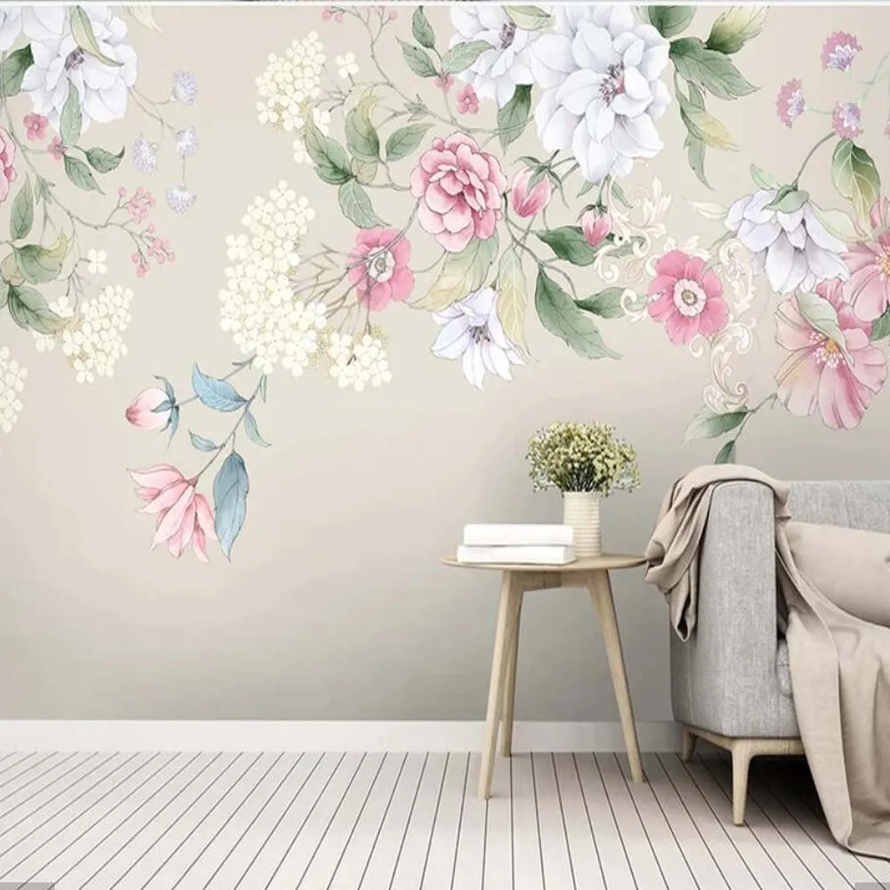 3D Watercolor Flower Wallpaper Mural Art  Decals HD Printed Photo  Paper Rolls Papel De Parede Floral papers Murals