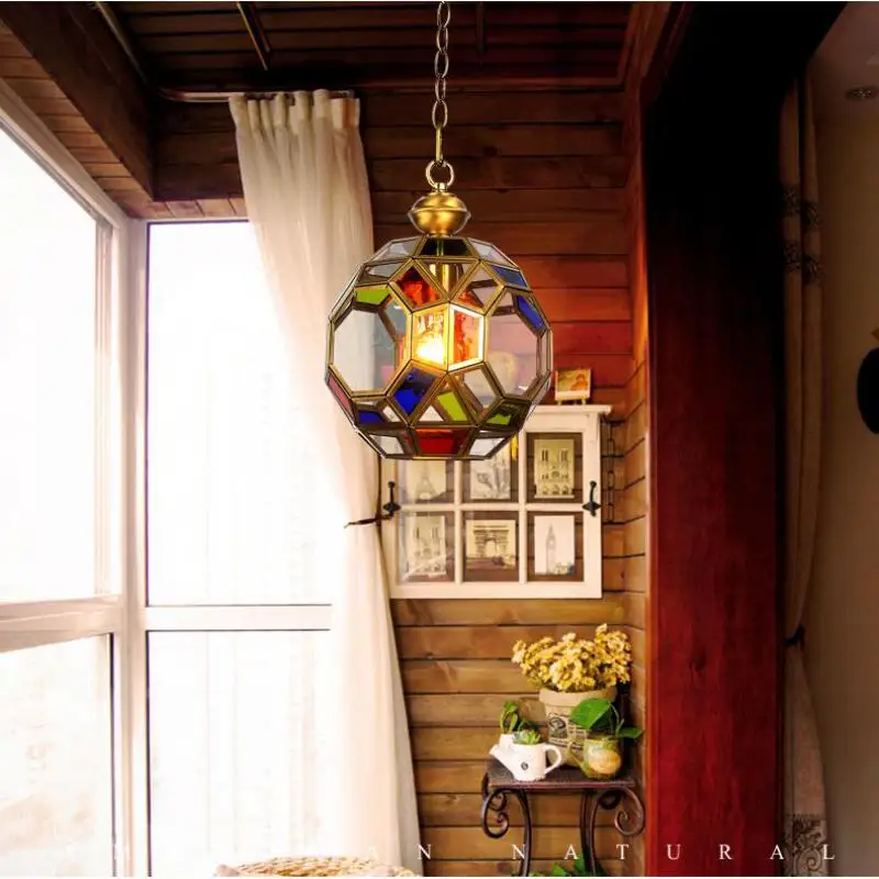 Guest room Tiffany glass lampshade pendant Light Aisle Porch lamps LED Lights Hallway Exotic Style  E27 Vintage pendant lamp