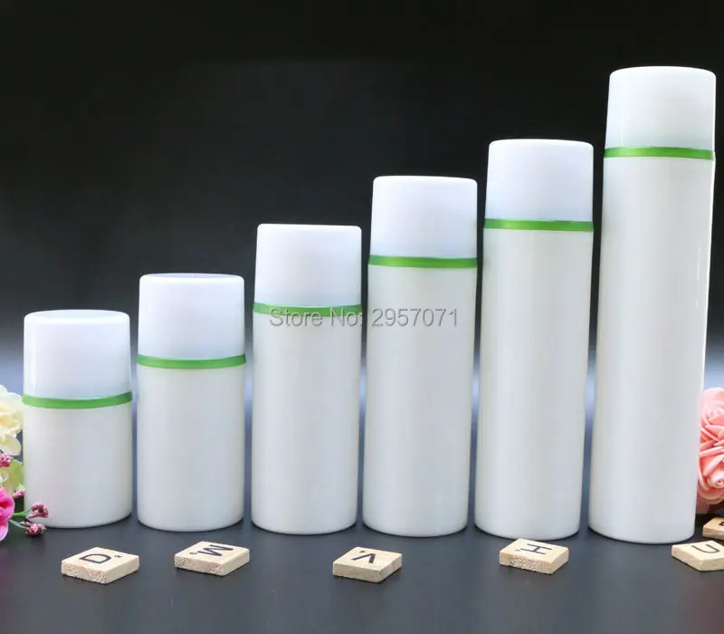 80ml 100ml Airless Pump Vacuum Bottle Green Edge Makeup Lotion Serum Liquid Foundation Empty Cosmetic Containers 10pcs/lot