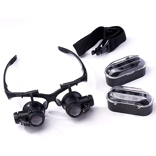 10X 15X 20X 25X Illuminated Goggle Glasses Style Reading Repair Magnifier Loupe Magnifying Glass with  LED Lamps and Headband