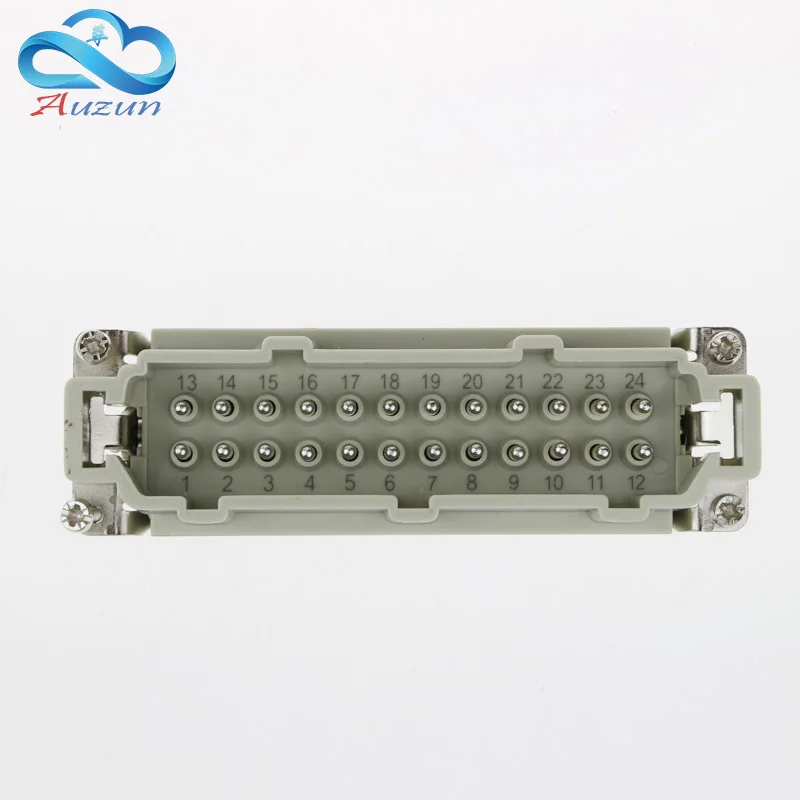 Rectangular H24B - HE - 024-1 heavy duty connectors 24 pin line 16 a500v screw feet of aviation plug on the side