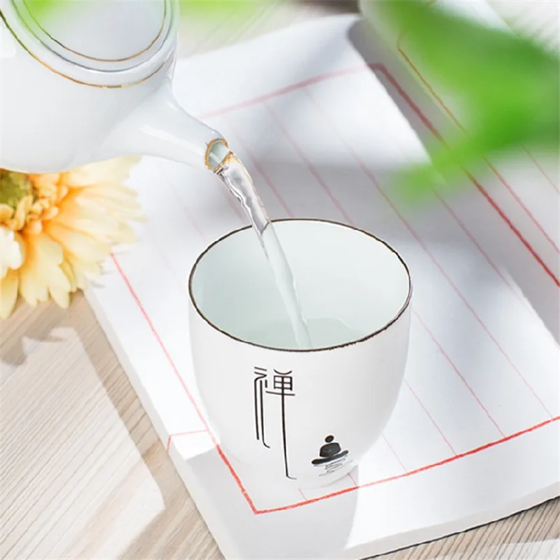 White porcelain tea Cups 6pcs / lot Chinese Traditional Tea Cup Ceramic Advanced Porcelain Tea Set Accessories Drinkware