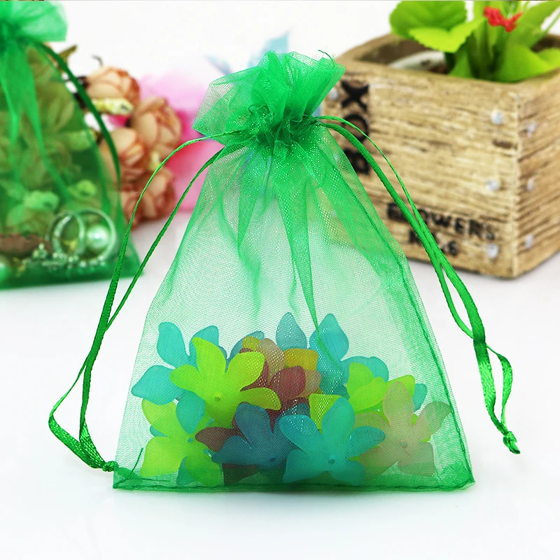 50pcs/lot Dark Green Organza Bags 30x40cm Wedding Favor Boutique Cosmetics Jewelry Packaging Bags Large Drawstring Gift Bag