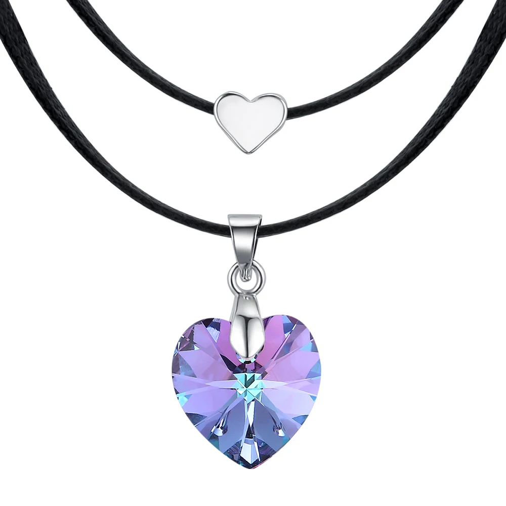 Vintage Original Heart Crystals From Austria Choker Necklaces For Women Double Rope Chain Statement Necklaces Wedding Jewelry