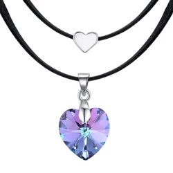 Vintage Original Heart Crystals From Austria Choker Necklaces For Women Double Rope Chain Statement Necklaces Wedding Jewelry