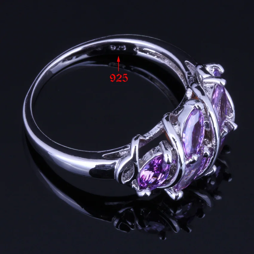 Good-Looking Purple Cubic Zirconia Silver Plated Ring V0124