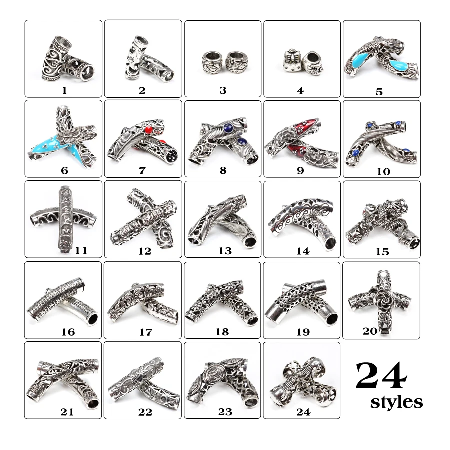 Norse Vikings Runes Hair Beard Beads for Bracelets Pendant Necklace DIY,Braiding Beads for hair Braids Antique Silver Beard