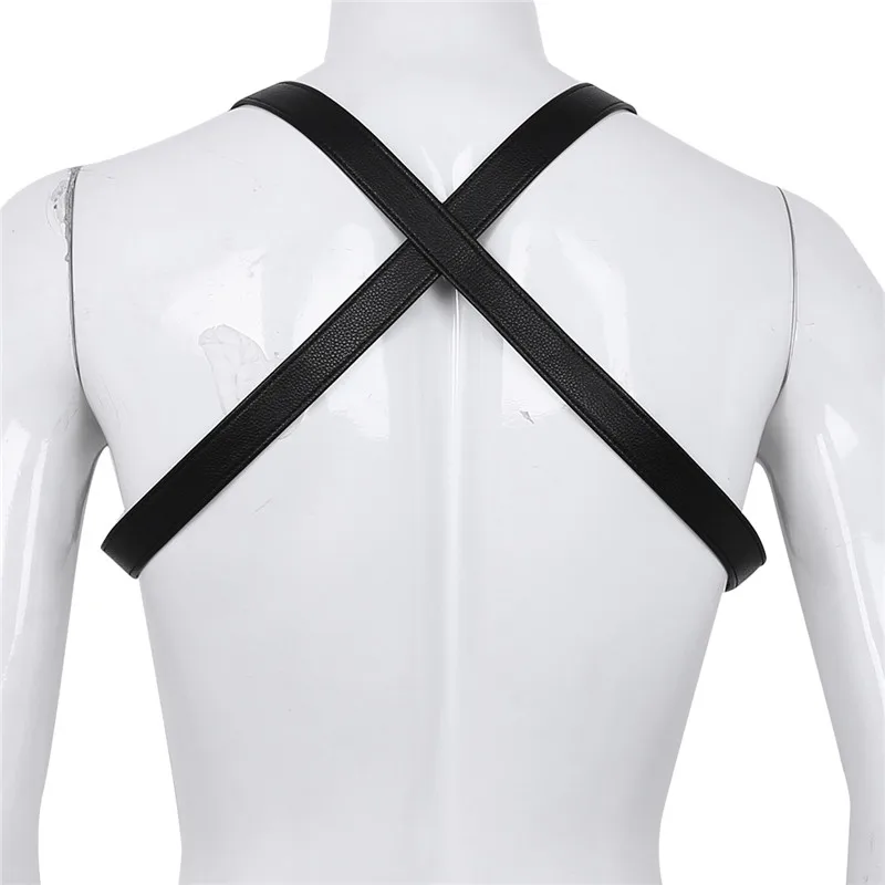 Men Bondage Exotic Lingerie Gay Leather Harness Mens Body Chest Half Harness Belt Costume Gothic Gay Male Bondage Ring