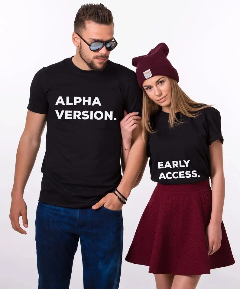 Skuggnas New Arrival Alpha Version Early Access Maternity Shirt Pregnancy Announcement shirts for Couples Funny Couple Shirts