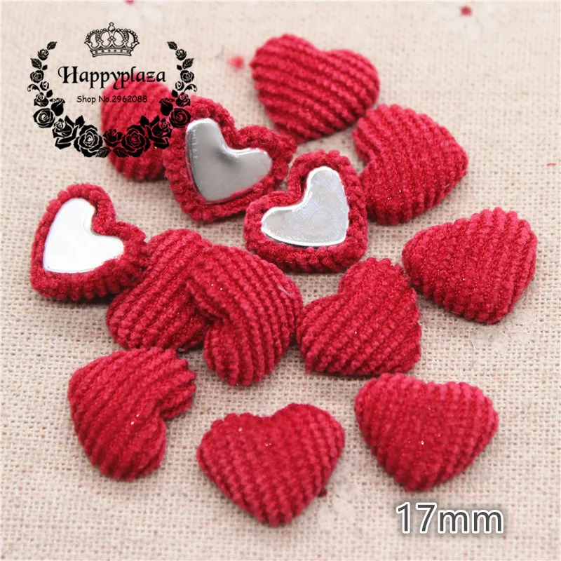 50pcs Hot Sale Mix Colors Corduroy Fabric Covered Heart Buttons Home Garden Flatback Cabochon Crafts Scrapbooking DIY,14*17mm