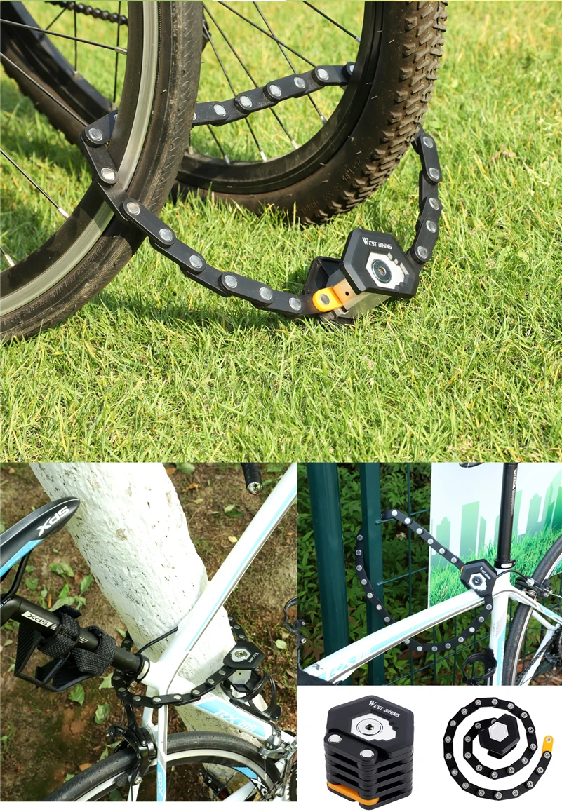 WEST BIKING Faltbares Fahrradschloss MTB Rennrad Legierungsstahl Diebstahlsicher Klappbares Hamburg-Schloss mit Schlüssel Fahrradzubehör Sicherheitsschlösser – Detail 9