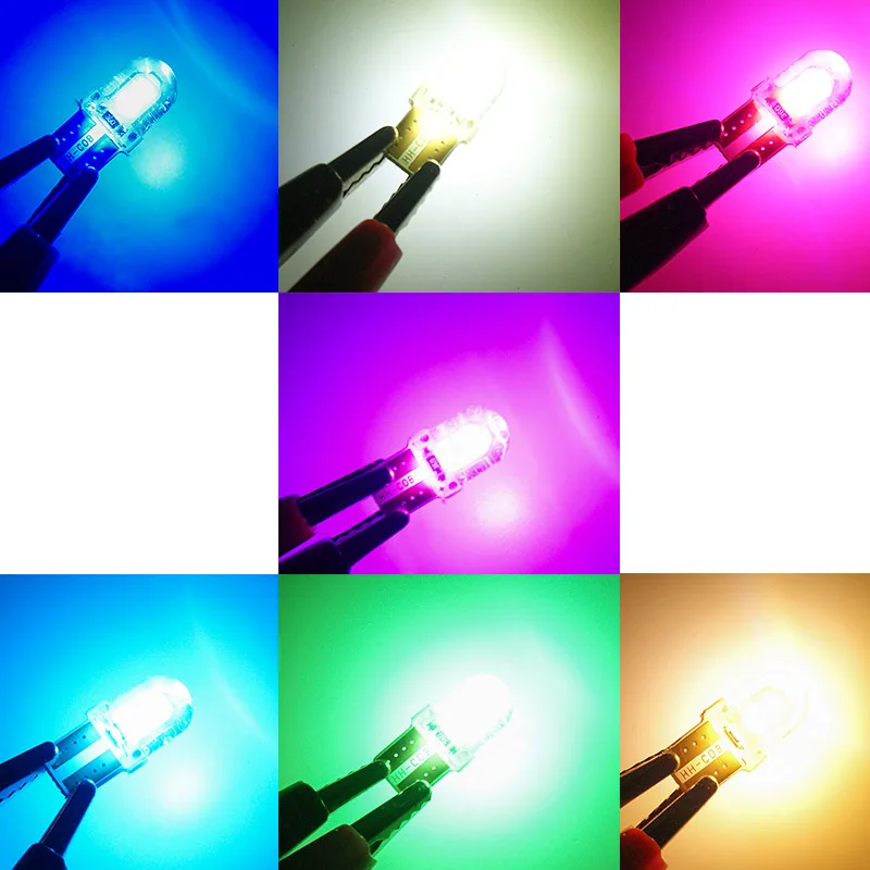 RXZ 10pcs Cob t10 led W5W LED No Error silicone LED T10 For Car Parking Lights Clearance Bulbs Interior Dome plate Lights 12V