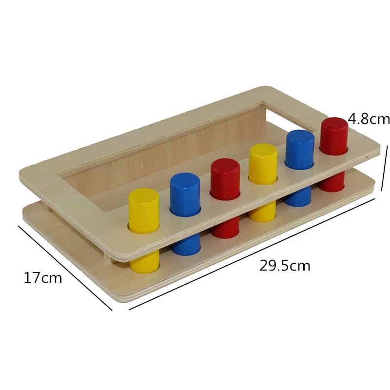 Montessori infant Toy Wood Tri-color cylinder insert box Learning Educational Preschool Training Brinquedos Juguets 24 months