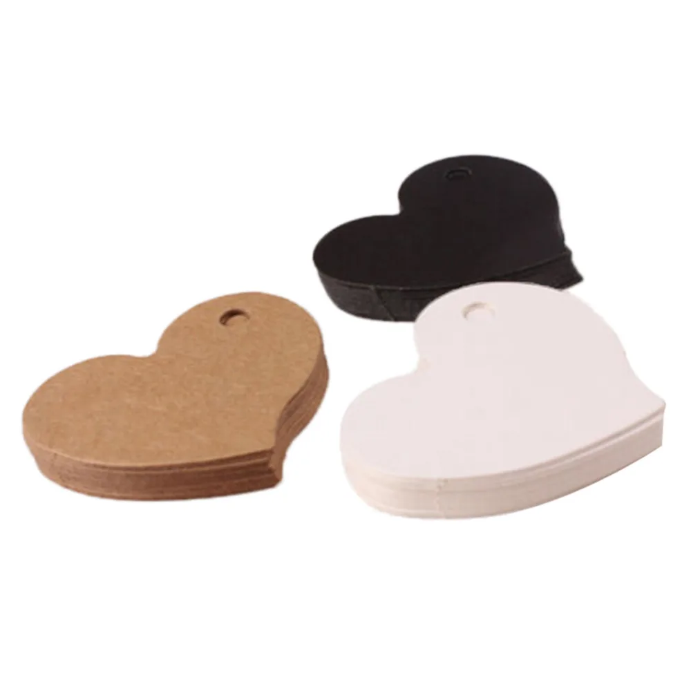 50pcs 4.5*4cm Wedding Favour Gift Tag DIY Tag Price Label Heart Shape Kraft Paper Card Party Favor 3 Colors