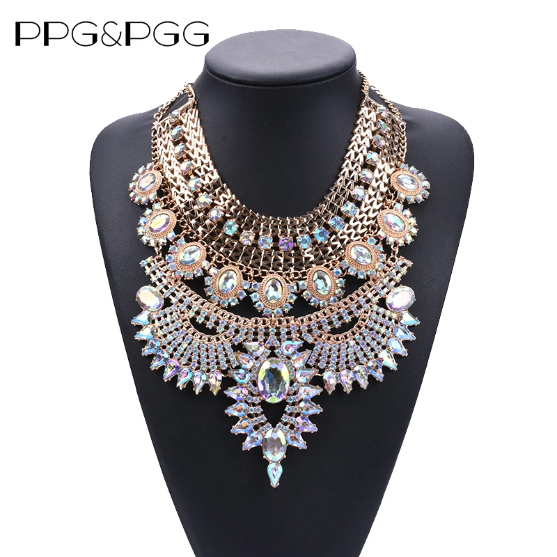 Indian Ethnic Statement Big Choker Necklace Women Bohemian Vintage Maxi Long Large Collar Crystal Necklace African Jewelry Woman