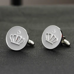 Gemelos de corona esmaltados para hombre, gemelos de corona imperial lechosa, joyería de moda para hombre, botones de pulsera de Metal, accesorios