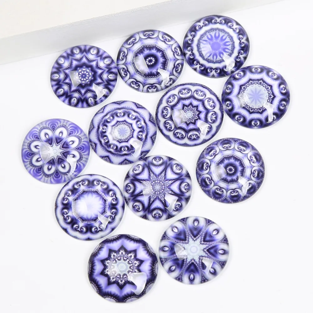 

reidgaller purple mandalas photo round dome glass cabochons 12mm 20mm 25mm diy earrings necklace making findings