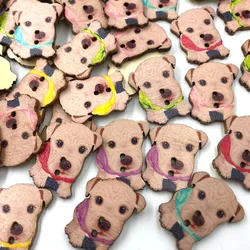 25/50/100pcs Dog Wooden Buttons For Needlework Scrapbooking 2 Holes Buttons Patchwork DIY Craft Sewing Accessories WB521