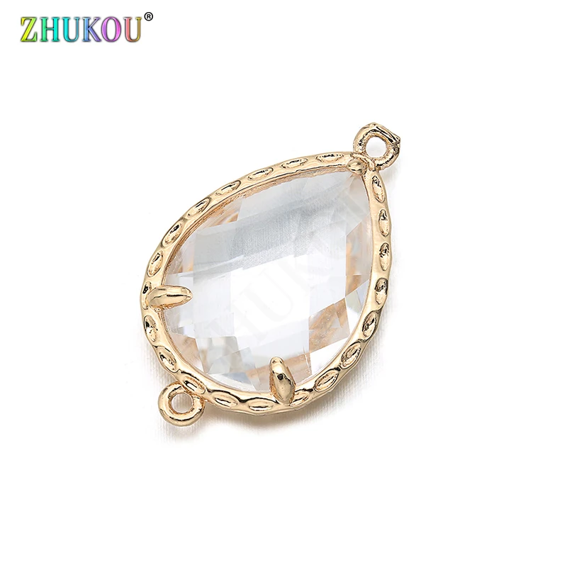 14*23mm High Quality Brass Cubic Zirconia Water-drops shape  Connectors DIY Jewelry Findings Making, Hole:1.0mm Model: VS298