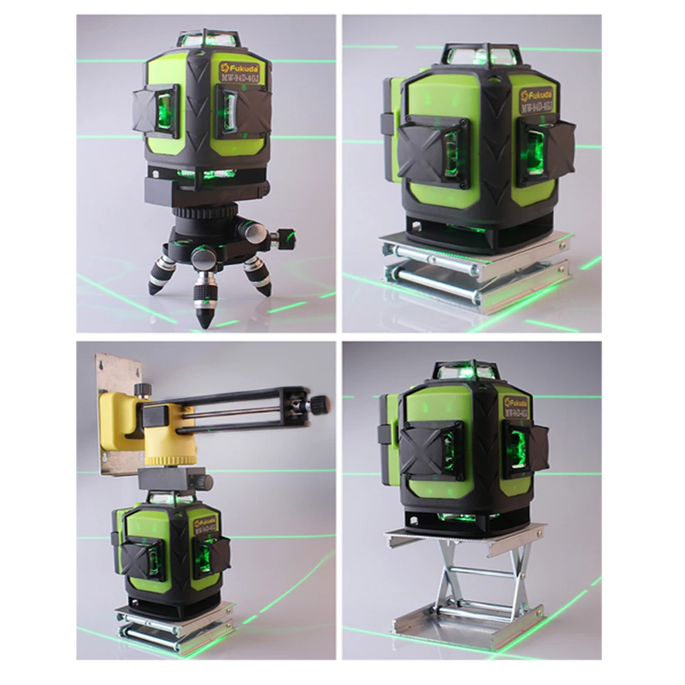 2pcs Battery Fukuda 4D 16 Green lines 532NM  4D16Lines laser level,Self-Leveling 360 Horizontal,Vertical Cross Super Powerful