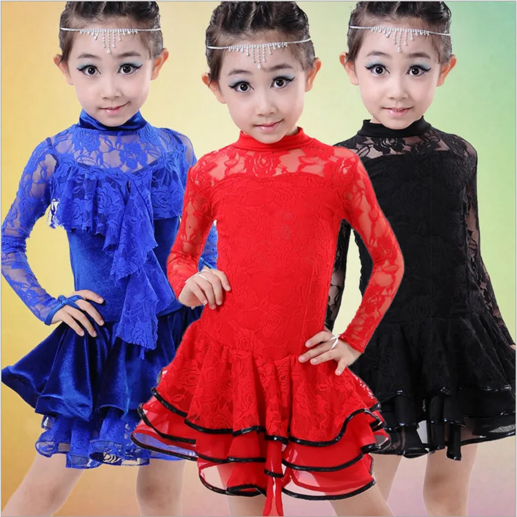 New Fringe Lace Girls Latin Dance Dress for Girls Skirt Sleeveless Latin salsa Ballroom Samba Dancing Dresses Kids Mini Skirt