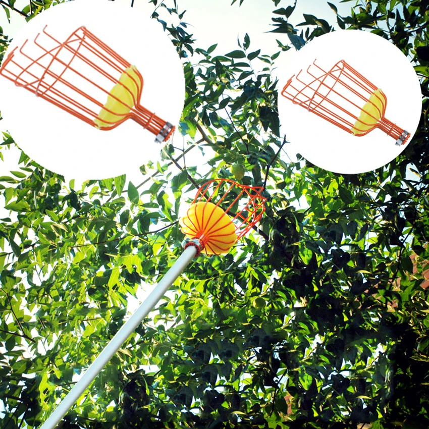 Accesorios de jardín, cesta profunda de aluminio para recoger frutas, práctico recolector de frutas hortícola, jardinería, manzana, melocotón, herramientas de recolección