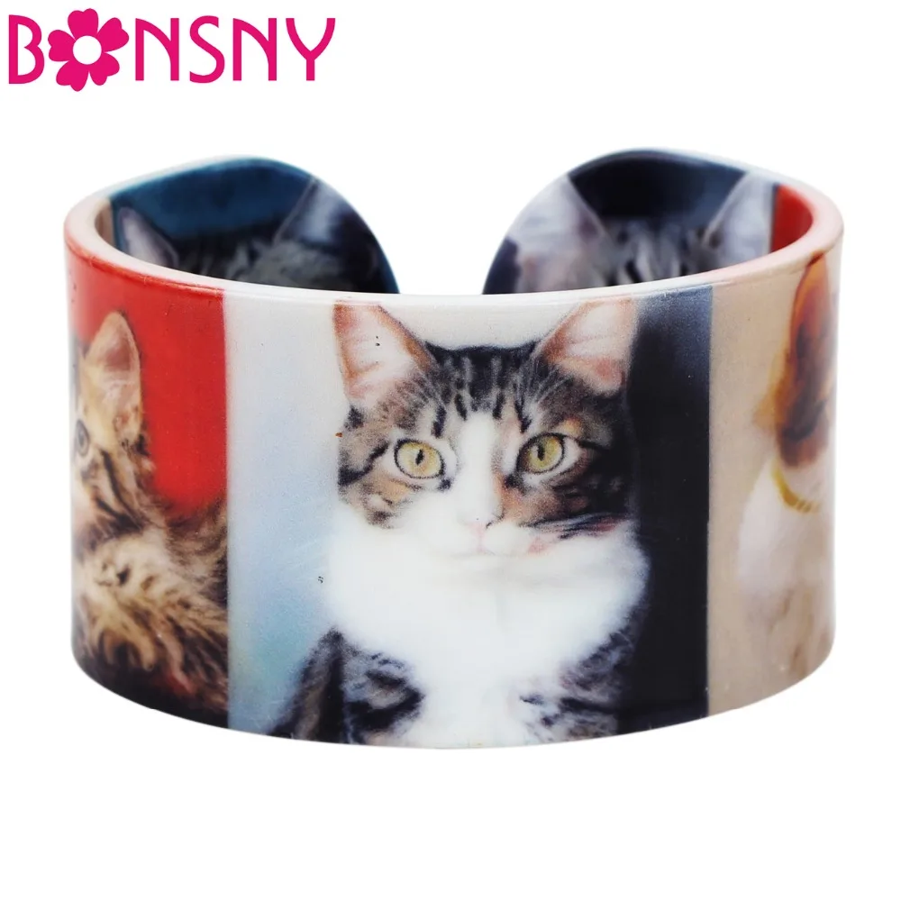 

Bonsny Plastic Cat Kitten Bangles Bracelets Fashion Indian Wholesale Craft Jewelry For Women Girl Ladies Animal Accessiories