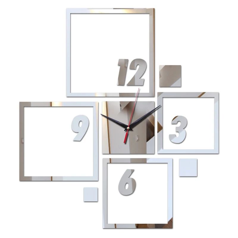 new modern style quartz wall clocks home decor wall watches geometric single face diy mirror acrylic material wall stickers