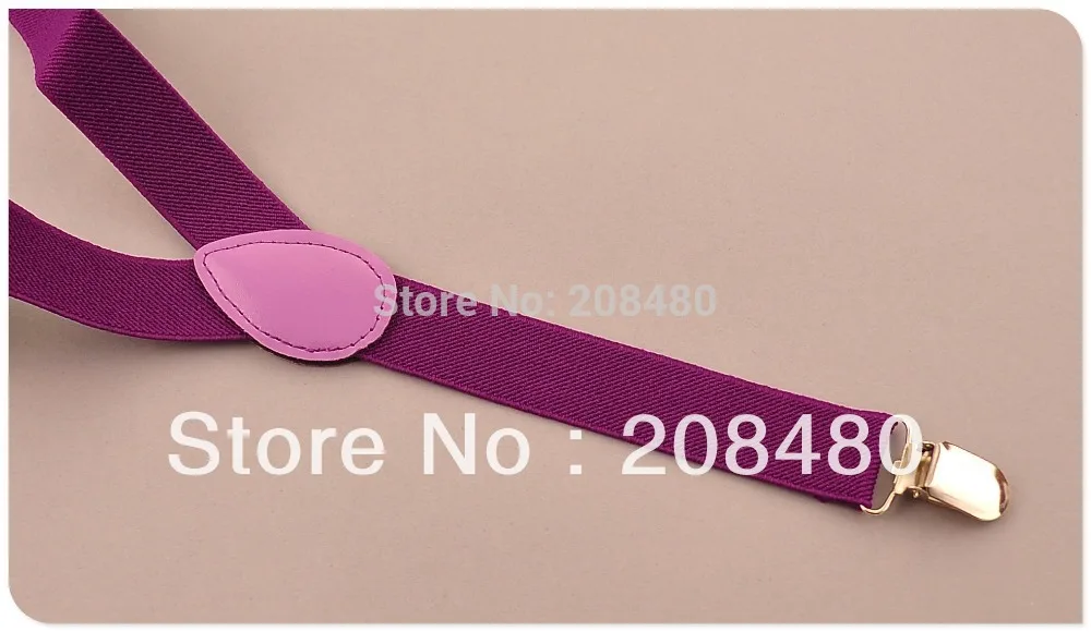 Women MenS Shirt Suspenders For Trousers Pant Holder 2.5cm wide Dark purple Clip-on Braces Elastic Slim Y- back Wholesale Gallus