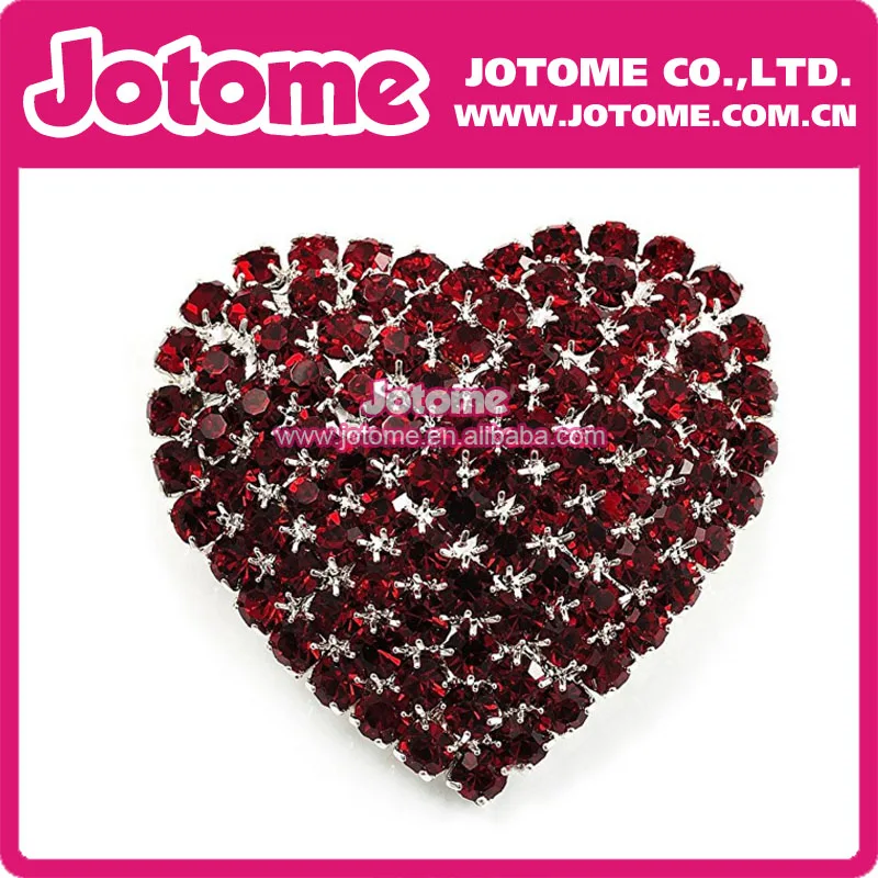 

Red rhinestone Diamante Heart shape Brooch love Brooch corsage Collar pin