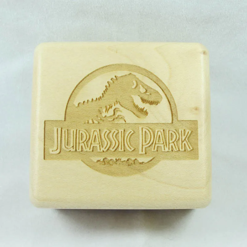 Wind Up Wood Music Box with Sankyo Mechanism, Jurassic Park Theme