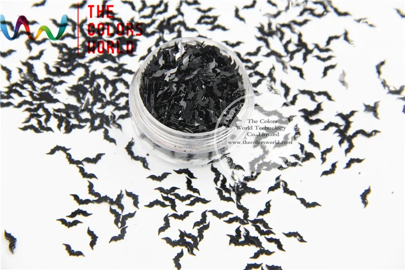 Black Color   Bat  shape Size :8mm  Glitter spangles for Nail Art  and DIY supplies and Holiday decorations