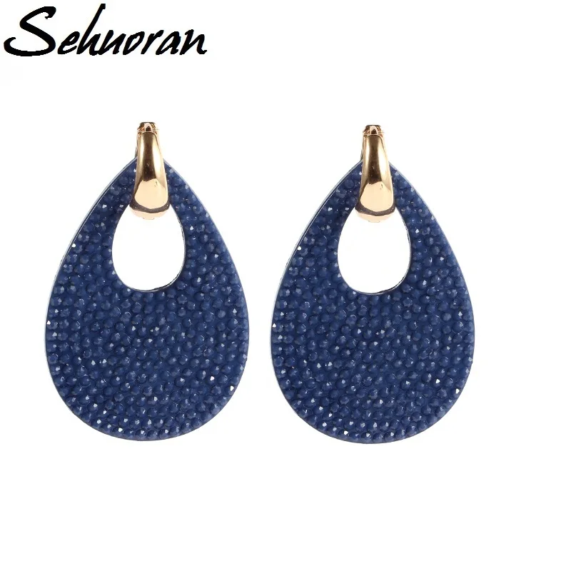 Sehuoran 2017New Hot sale earrings brincos big water drop earrings for woman Copper with resin pendientes statement earrings