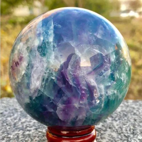 60mm NATURAL Fluorite quartz crystal sphere ball healing