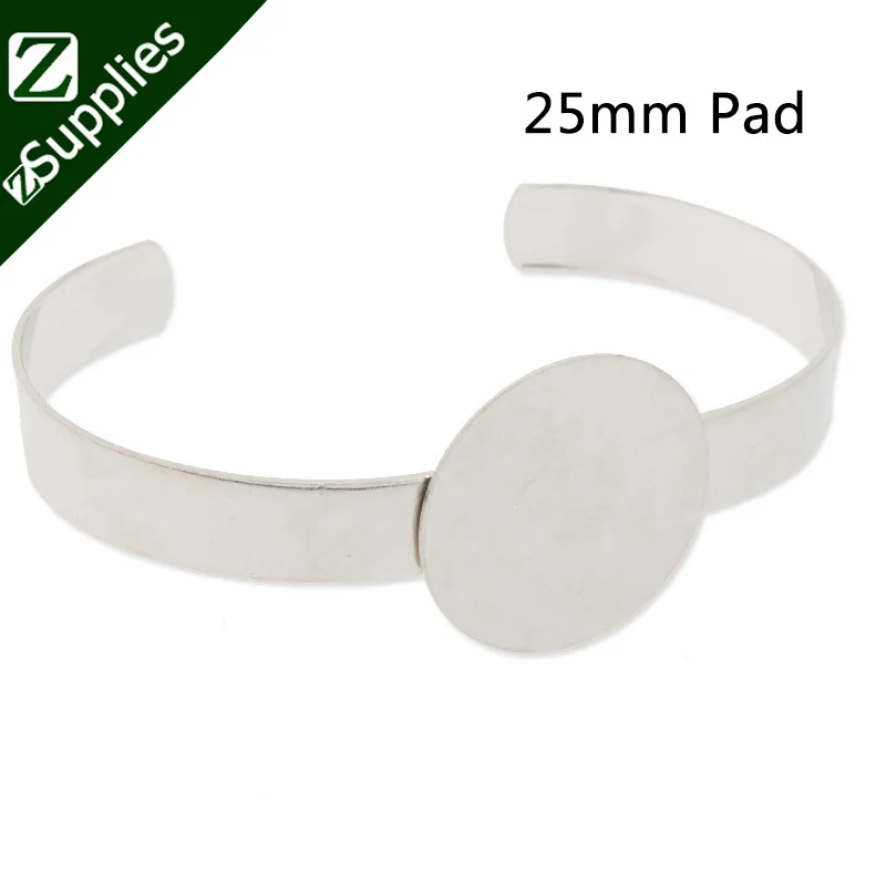 

10PCS Bracelet With 25MM Pad,Cuff,Adjustable,Rhodium Plated,bracelet blanks,cuff bracelet blank -C3185