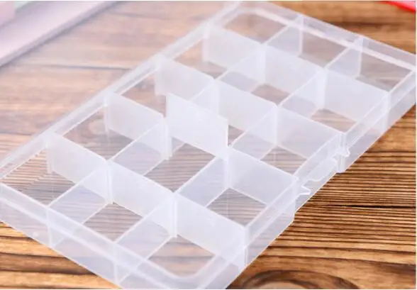 1PC Transparent Plastic 10 or 14 Slots Adjustable Tablet Medicine Box Pill Jewelry Storage Organizer Basket  LF 040