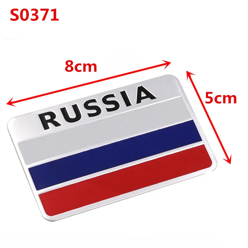 3D Aluminum Russia Flag Badge Emblem 3M Sticker Car Accessories Motorcycle Bicycle Decal For VW Audi Honda Skoda Ford