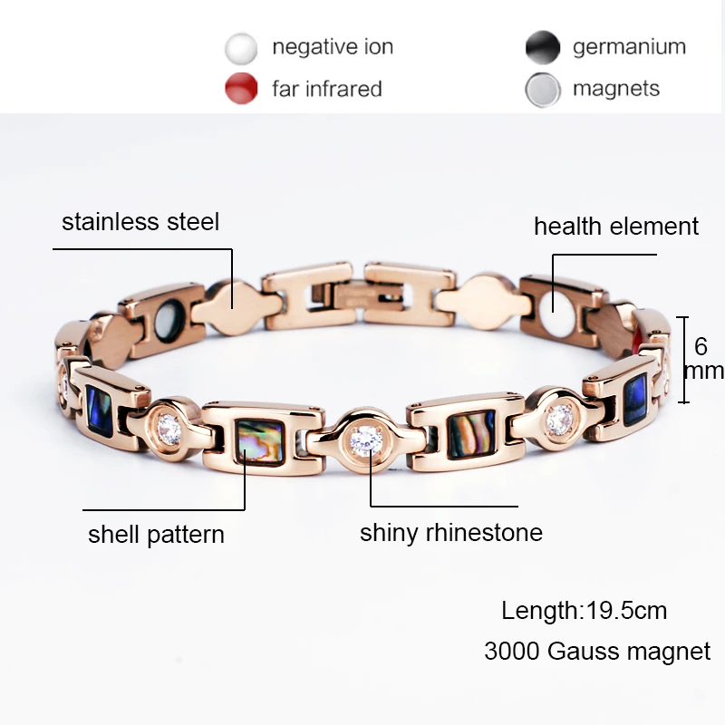 Oktrendy Luxury Crystal Bracelet Healthy Magnetic Bracelet For Women Pain Relief 4in1 Germanium Therapy Bracelets Jewelry