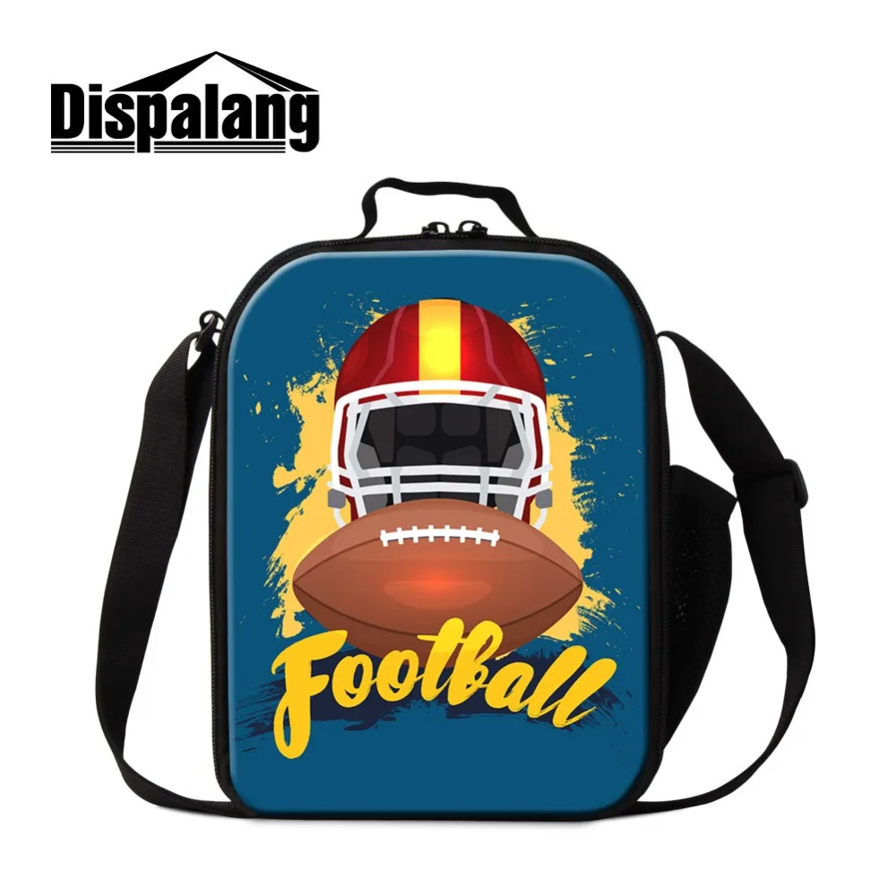 Dispalang Design Rugbyl Printed Lunch Sack Case for Teens Insulated Child Lunch Box with Compartments Portable Boys Cooler Pack