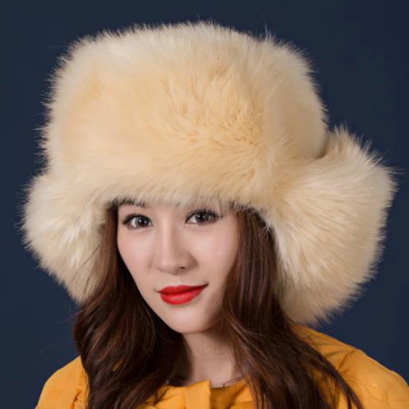 MZ250 Thick Warm Winter Bomber Hat for Women High Quality Russian Ushanka Hat Ladies Faux Fur Hat Female Earflap Trapper Hat