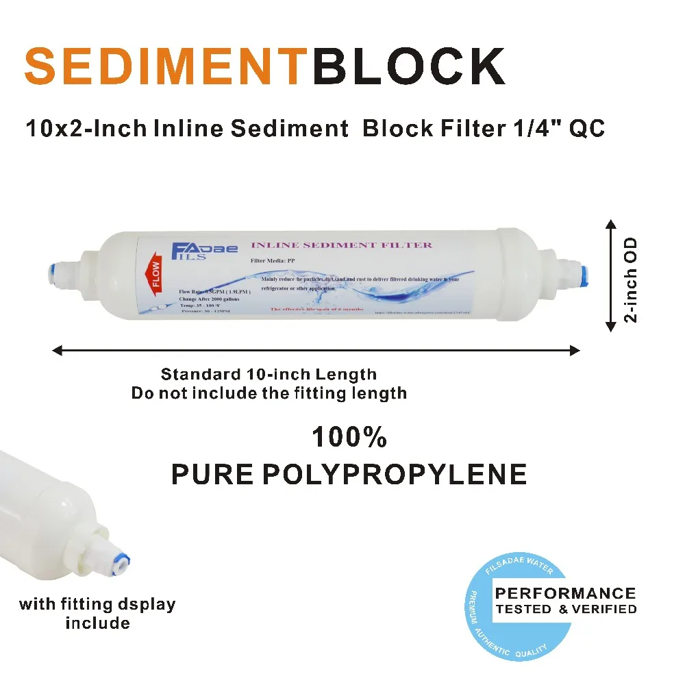 Refrigerators/Water Cooler replacement Water filters T33 Inline Sediment Filter ,1/4